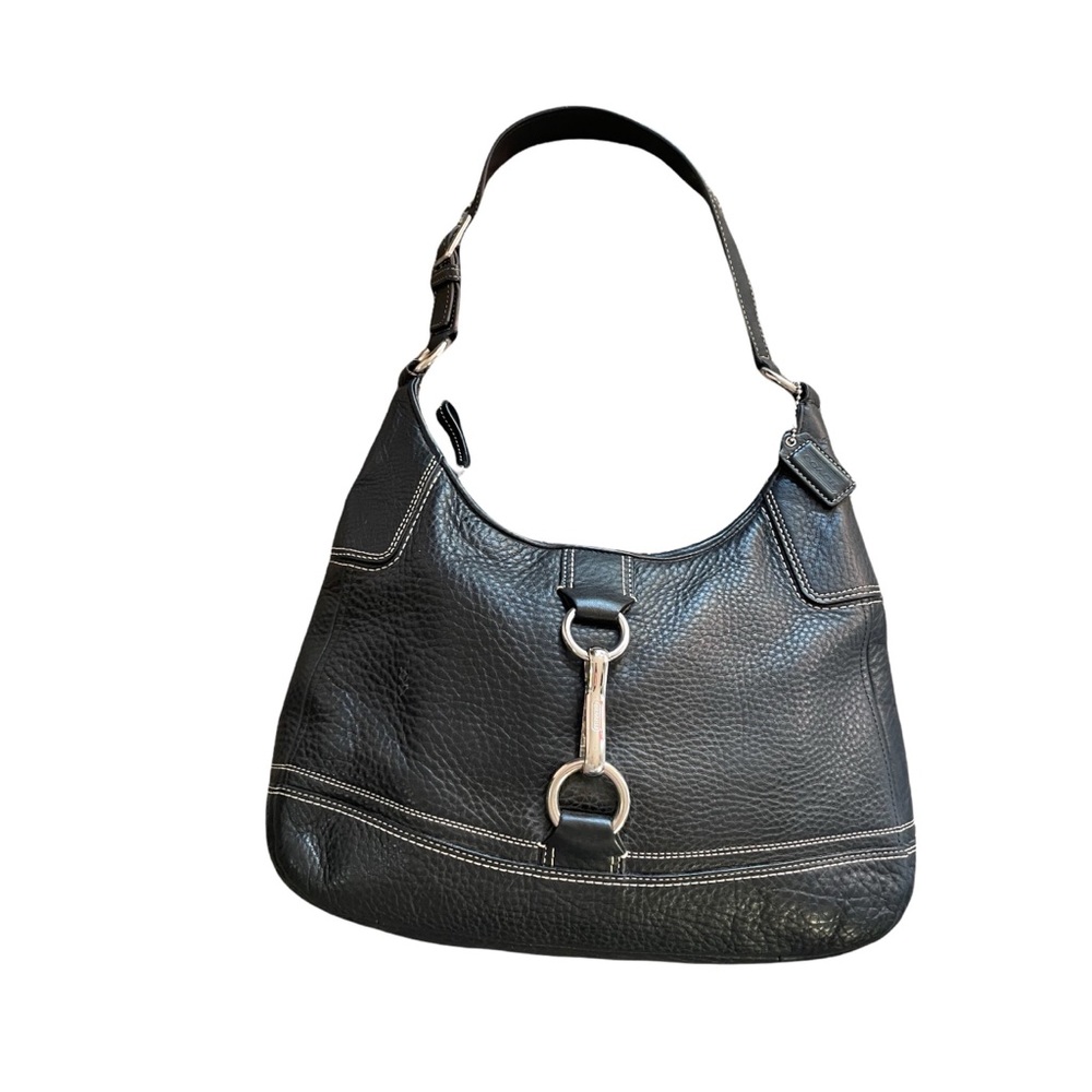 Coach Soft Pebble Collection Black Leather Hobo Handbag